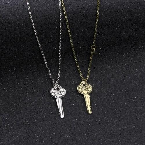 24 Pcs/Lot Kids Necklace The Key to 221B Sherlock House Necklace pendants 221b Holmes Key Movies Jewelry Bulk Wholesale