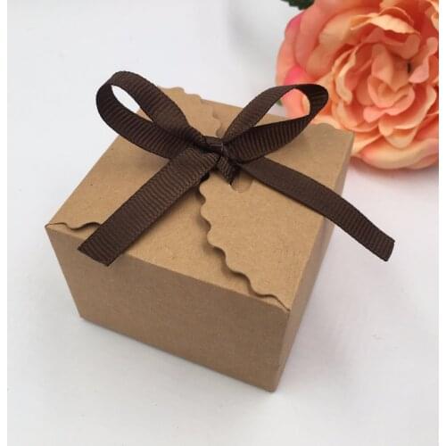 30pcs Paper Square Kraft Box Candy Box For Wedding Decoration Gift Box Paper packing boxes For Guests Party Supplies