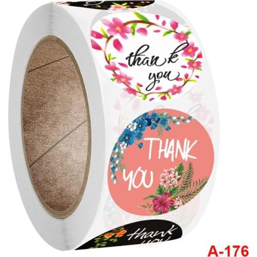 500pc/roll Thank You Landscape Flower Baking Cake Wedding Small Shop Local Handmade Decoration Office Stationery Sealing Sticker