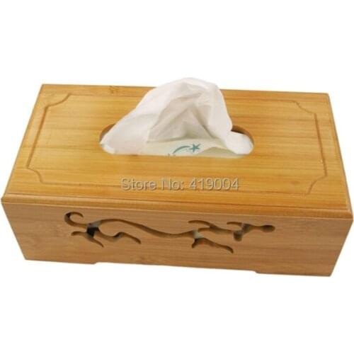 Free Shipping Eco-friendly Bamboo Tissue Box Home Table Car Classic Paper Case Napkin Paper Box ,20pcs/lot