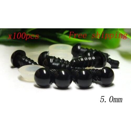 Free shipping!!! 5mm Black Eyes Safety Animal Craft Eyes With Washers 50 Pairs(100pcs)