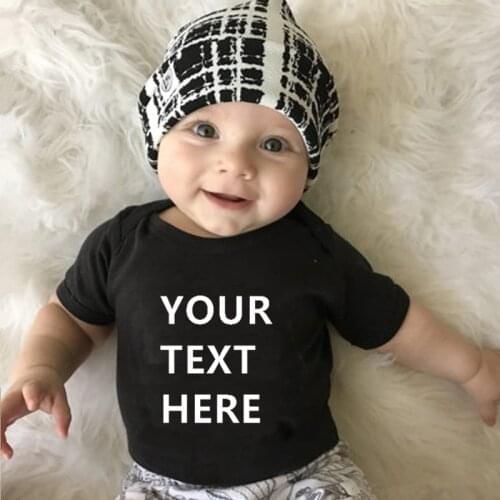 YOUR TEXT HERE Print Newborn Baby Bodysuit Romper Short Sleeve Baby Boy Girl Onesie Body Infant Baby Clothes