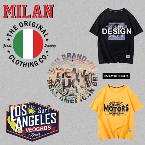 Tide brand starry sky letter round square printing heat transfer sticker vinyl hot tear patch iron on clothes t-Shirt Appliqued