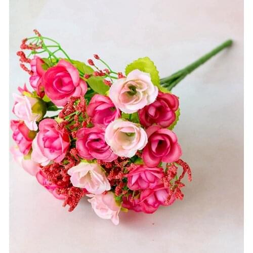 7 Branches Artificial Silk Flowers Bouquet Roses Leaf Bunch Wedding Home Party