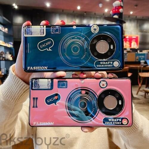 For Huawei Mate 40 Pro Case Retro Camera Phone Cases For Huawei Y9A Y7A Nove 8SE Silicone Soft Blue Light Back Cover