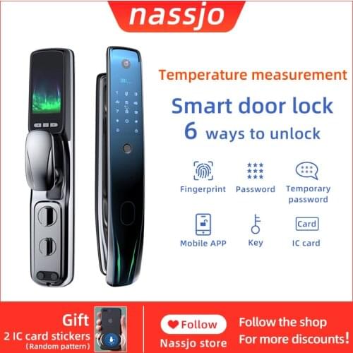 Nassjo Smart Door Lock Safe Digital Lock Biometric Fingerprint Lock Outdoor Fingerprint Password Key IC Card Mobile App Unlock