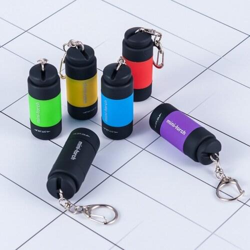 Portable Mini Keychain Pocket Torch USB Rechargeable LED Light Outdoor Lighting Flashlight Lamp Fishing Torch Lamp
