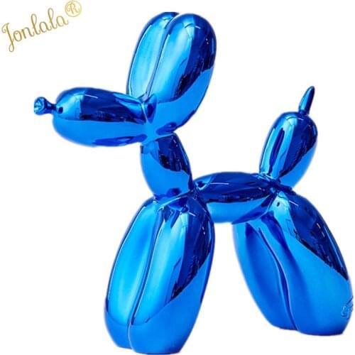 Blue Metallic Plating Balloon Dog Statue Dog Ornaments Resin Office Living Room Home Soft Decorations Creative Simulation Craft
