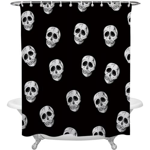 Halloween Skull Shower Curtains Bathroom Curtain Waterproof Polyester Frabic Bathroom Curtain with Hooks