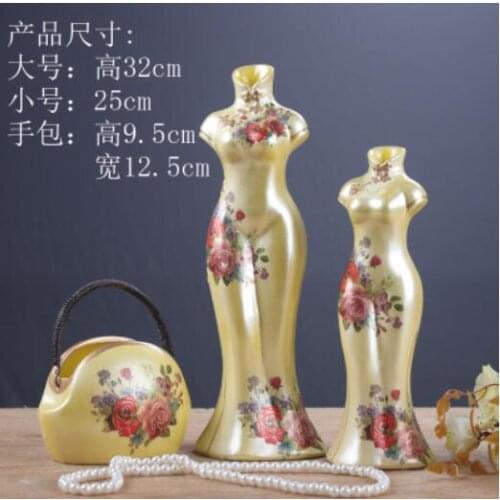 Ceramic three-piece Crafts Ceramic flower decoration