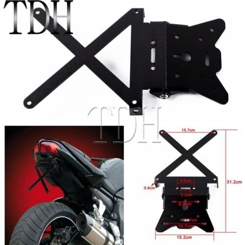 Motorcycle Aluminum Black License Plate Bracket X Number Plate Holder Hanger Tail Tidy Mount Universal for Honda Suzuki Kawasaki