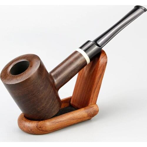 Top Grade Ebony Wood Pipe 9mm Filter Straight Smoking Pipe Handmade Flat Bottom Tobacco Pipe free tools gift set Wooden Pipe