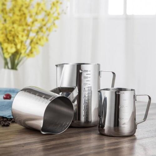 Stainless Steel Milk Frothing Jug Thick Coffee Milk Foamer Mugs Italian Latte Art Jug Milk Pitcher Frother Cup scale 350 -1000ml
