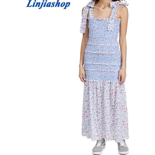 Summer Women Sweet Floral Patchwork Holiday Long Party Dresses Sexy Sleeveless Elastic Elegant Ladies Midi Dress Chic Vestido