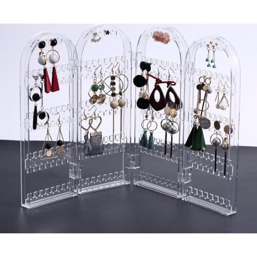 Multifunctional Folding Door Type Acrylic Transparent Jewelry Rack Earrings Earrings Storage Box Creative Jewelry Display Rack