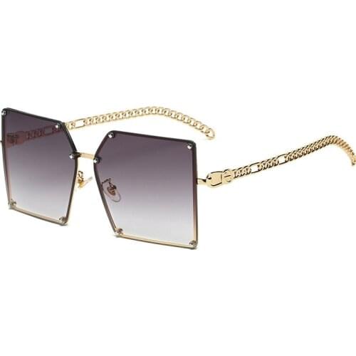 Fashion Vintage Oversized Square Sunglasses Women Luxury Brand Designer Popular Travel Rivet Rimless Sun Glasses Ladies Shades