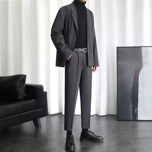 2021 Mens Suit Casual Blazer Jackets Male Fashion Solid Color Slim Formal Coat Men Single Breasted Handsome Clothes Sets W464