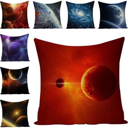Universe Space Cushion Cover Cotton Linen Pillowcases Chair Cushions Sofa Decorative Cushions Seat Accessories Planet Home Decor