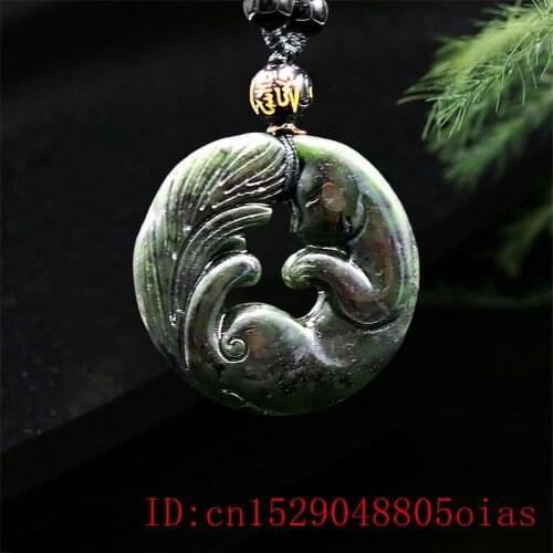 Jade Cat Pendant Necklace Carved Charm Chinese Natural Gifts Jewellery Amulet Black Green Fashion