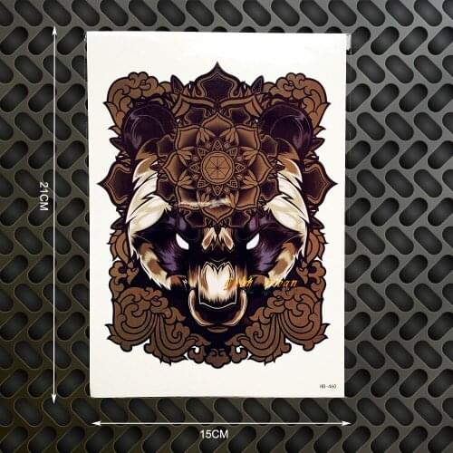 New Fashion Sexy Women Henna Flower Designs Waterproof Removable Tattoo Sticker GHB460 Beast Bear Head 3D Fake Tattoo Arm Sleeve