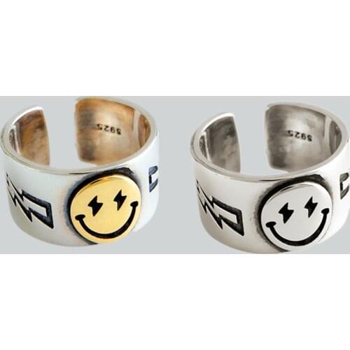 New Trendy Charm Smile Face Rings For Women Men Boho Knuckle Party Rings Punk Cocktail Jewelry Girls Gift anillos bijoux