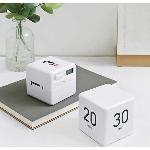 New Lightweight Responsive Cube Timer Practical Kitchen Timer Sports Timer Gravity Sensor Flip Timer White