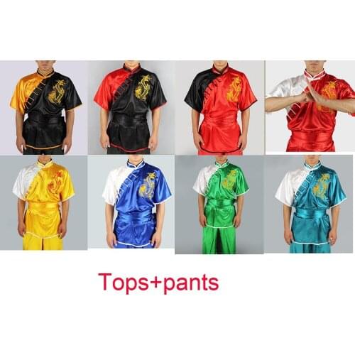 Unisex kids&Adult Martial arts embroidery dragon clothing wushu kung fu uniforms changquan competition suits nanquan black/blue