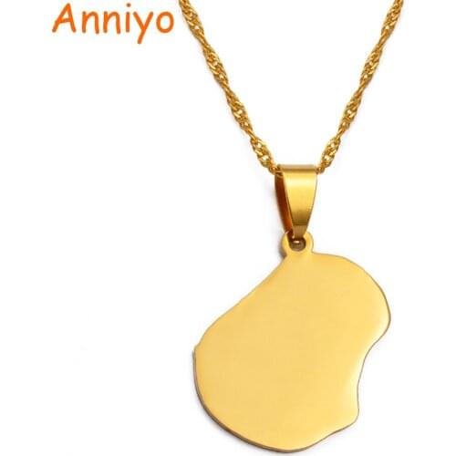 Anniyo Nauru Map Pendant Necklaces for Women/Girls Gold Color Jewelry Gifts Naoero #030721