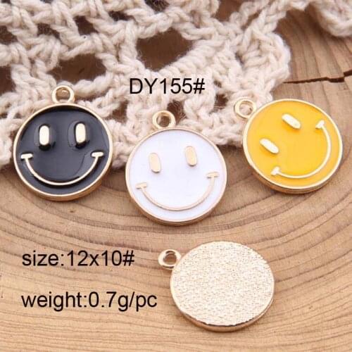 20pcs/lot 12x10mm Color Enamel Smile Charm Necklace Pendant Jewelry Accessories Three Color Available