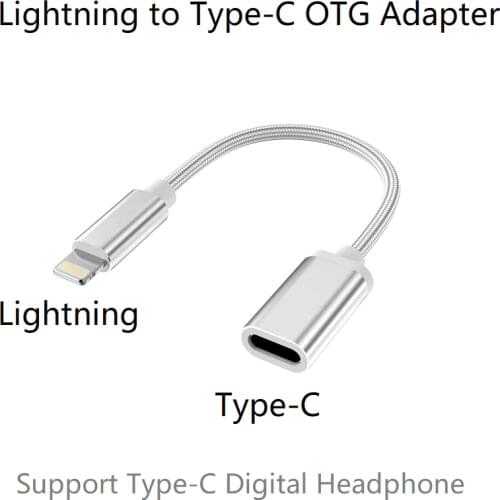 Lightning Male to Type-C Female OTG Adapter for iPhone 12 11 Pro Max,Xs Max,Xr,iPad Air,iPod Support USB-C Digital Headphone DAC