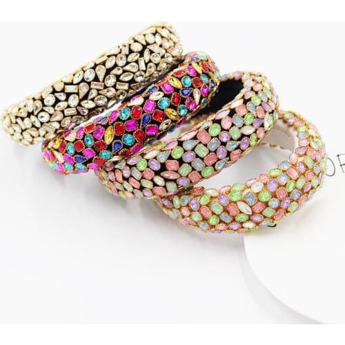 Luxury exaggerated rhinestone sponge headband Baroque luxury heavy industry exaggerated color rhinestone hair accessories 801