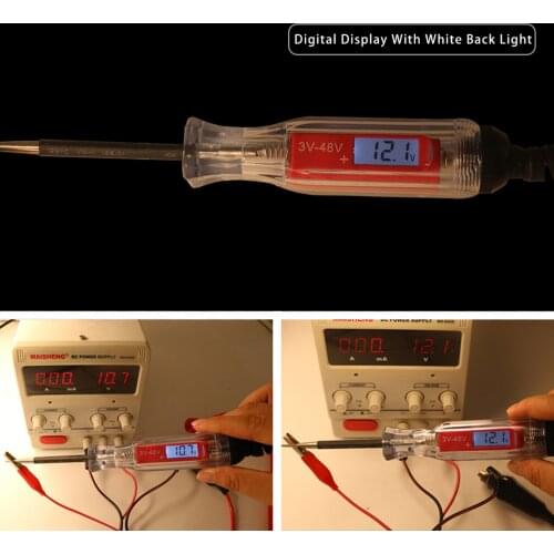 Heavy Duty Automotive Circuit Tester, Professional Circuit Tester Light, Extended Test Leads, Long Probe for Car Voltage