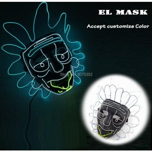 Drop Shipping EL Mask Movies Cosplay Light Up Glowing Mask Neon Led Luminous Mask For Halloween Night Club Bar
