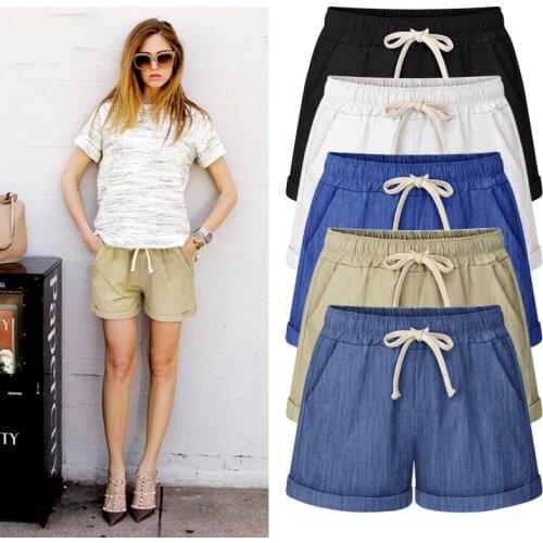 Plus Size Shorts Women Summer 2020 Streetwear Casual Loose Drawstring Elastic Gym Sports Thin short femme feminino M-6XL