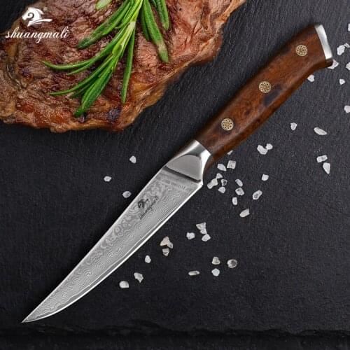 Shuangmali 4.5 Inch Chef Kitchen Utility Knife 67Layer Forged Damascus Slicing Steak Knives Wood Handle Cooking Slicing Knife
