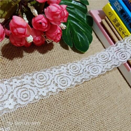 4CM S1060-2 Spandex Lace Elastic Handicraft Sewing Ribbon A Variety Of Colors White Elastic Lace Decorative Fabric Knitting Fabr