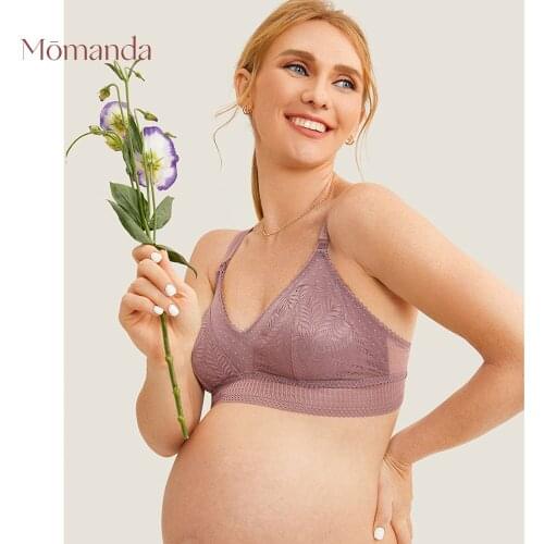 MOMANDA Womens Lace Maternity Nursing Bra Lightly Padded Wireless Bralette