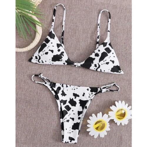 Sexy Bikini Mujer 2021 New Cow Print Swimsuit Women Two Pieces Push Up Biquini Brazilian Swimming Suit For Women Beach Swimwear