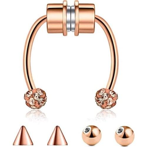 1PC New Fashion Magnetic Magnet Septum Piercing Fake Nose Ring Alloy Nose Piercing Hoop Septum Ring Horseshoes Non Piercing Hoop