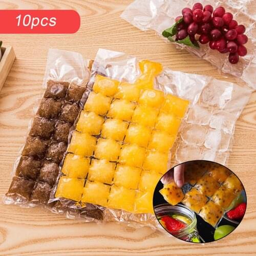 10Pcs Ice-making Bags Ice Cube Mold DIY Self-Seal Ice Cube Bags Transparent Disposable Kitchen Gadgets BBQ Party