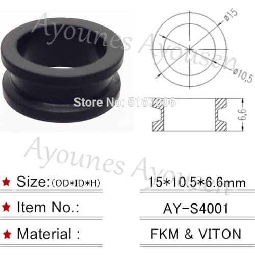 100pieces wholesale fuel injector rubber seal grommet 15*10.5*6.6mm for mitsubishi dodge car repairment (AY-S4001)