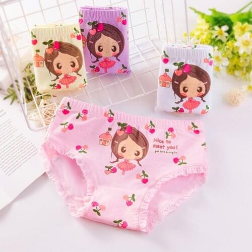 Girls Panties Kids Cotton Underwear Childrens Briefs Cartoon Short 4 Pcs Lot