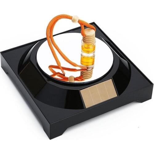 4LED 360 Degree Solar Showcase Turntable Rotating Watch Jewelry Display Stand Display Case White/Black