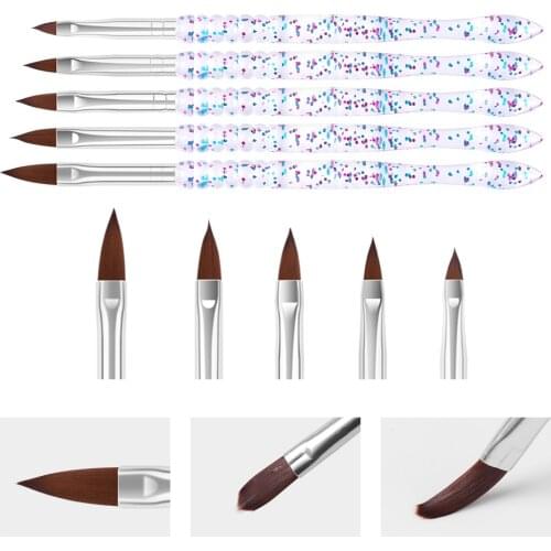 5 Pieces 3D Nail Art Brushes Set Nail Liner Ombre Brush Nail Painting Design Pen Brushes Acrylic Rhinestone Handles Nail Art Pen