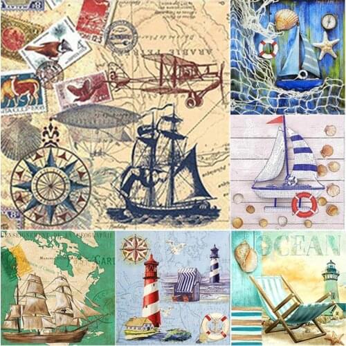 New 5D DIY Diamond Painting Full Square Round Drill Lighthouse Diamond Embroidery Sea View Cross Stitch Home Decor Manual Gift