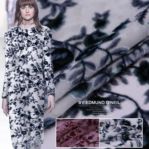 Burnt-out Really Velvet Fabric 19 Autumn Silkworm (Bombyx Mori) Velvet Cheongsam Dress Fabric Hollow Velvet/0.5M
