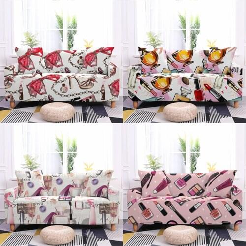 Sexy Lipstick Perfume Sofa Couch Covers For Living Room High Heels Stretch Sofa Slipcover Home Protection Sofa Case 1-4 Seater