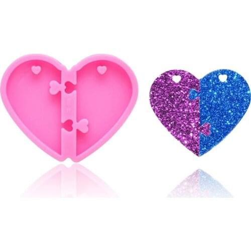 Valentines Day Heart Pendant Keychain Resin Casting Mold Puzzle Heart Love Epoxy Resin Mold Tools Art Crafts