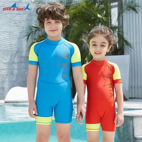 Kids Short Sleeve Rash Guards Jumpsuits High Elasticity Summer Swimsuit Childrens Swim Rashguard Swimwear Surf Diving Sunscreen