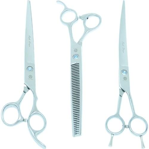 Purple Dragon 8 inch Pet Grooming Scissors Dog Straight Curved Cutting Shears Animal Thinning Shear Puppy Fur Trimmer B0042B